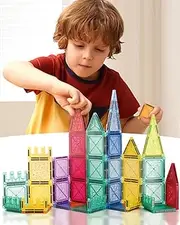 Magnetic Tiles Kids Toys STEM Magnet Toys for Toddler Magnetic Blocks Building Toys Preschool Learning Sensory Montessori Toys for 3+ Year Old Boys and Girls, Open Ending Toys (45pcs)