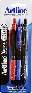 Artline, IK1840741, Ikonic Retractable Ballpoint Pen, 1mm, Assorted Colours, 3 Pack