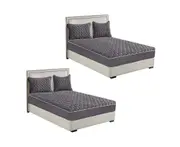 SOGA 2X Grey 153cm Wide Mattress Cover Thick Quilted Fleece Stretchable Clover Design Bed Spread Sheet Protector with Pillow Covers
