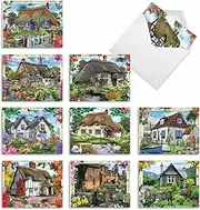10 'Cottage Life' Note Cards with Envelopes 4 x 5.12 inch, All Occasion Cozy Cottage Blank Greeting Cards, Assorted Stationery Set for Weddings, Baby Showers, Birthdays and Holidays M6644OCB