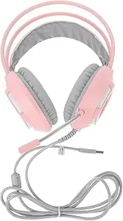 DOITOOL PC Headphones Noise Cancelling Headphone Wired Earphones Head-Mounted Headset Wired Gaming Headset Computer Headset Cat Ear Headset Headsets Head Phones Pink Pu Quality