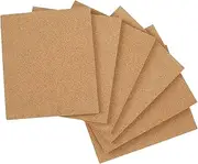 6Pcs Cork Board Rectangular Cork Bulletin Board with 50 Wall Nail Self-Adhesive Cork Display Boards Reusable Decorative Corkboard Multipurpose Pin Board for Home Office Decor 250x216x6mm