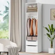 2 Drawers ALFORDSON Wardrobe Clothes Storage Cabinet Hanging Rod White