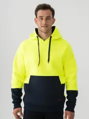 Traders Hi Vis Pull Over Hoodie Yellow and Navy