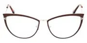 Tom Ford FT5877-B Shiny Rose Gold and Matte Brown Enamel/T Logo / Blue Block