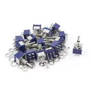 20Pcs AC 125V 6A 6Pin ON-OFF-ON 6mm Thread DPDT Locking Mini Toggle Switch Blue