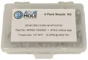 Aqua Mole (4) Pack 1/2" NPT Button Nose Sewer Jetter Nozzle 4000 PSI 16 Orifice