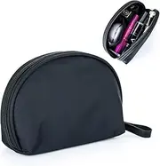 Hekyip Half Moon Cosmetic Bag, Travel Makeup Pouch, Portable Waterproof Cosmetic Pouch for Girls Women, Small (ALL BLACK)