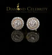 Yellow 925 Sterling Silver 0.92ct Cubic Zirconia Women's Round Stud Earrings