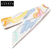 Hermes Pointille Embroidery Chevaloscope Pointier Silk Twilly Scarf White