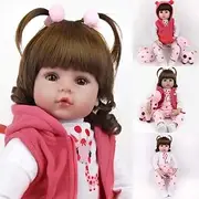 antboat Baby Born Reborn Baby Doll Girl Doll 19 inches Pink Silicone Vinyl Doll