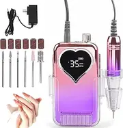 35000RPM Portable Nail Drill, Professional Rechargeable Electric Nail File Machine E File for Acrylic Nails Gel Polishing Removing, Cordless E-file with Bits Kit for Manicure Salon Home
