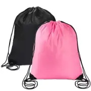 Sliverdew 2 Pcs Black Drawstring Backpack Bags Sports Cinch Sack Black+pink