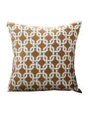 [SOGA] Checkered Chain Jacquard Square Throw Pillow 45cm in Brown