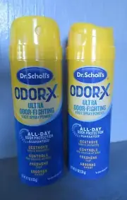 Lot of 2 Dr. Scholl’s Odor-X Ultra Odor Fighting Foot Spray Powder 4.7 oz