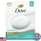 Dove Beauty Bar Soap Sensitive, 8 Bars for Sensitive Skin, Fragrance Free and