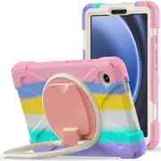 For Samsung Galaxy Tab A9 Case Pc+Silicone Hand Grip Rotating Kickstand Tablet Cover