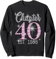 [X.Style] Chapter 40 EST 1983 40Th Birthday Tee for Women Sweatshirt ds984 Sweater (2XL) Black