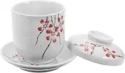 OFFSCH 1 Set Japanese Stew Cup Small Ceramic Soup Cup for Steaming for Bird Nest Ginseng Eggs Microwave Dishwasher Safe Includes Dish for Kitchen Use