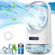 4000mAh Portable Air Conditioner 3-Speed USB Mini Cooler with 400ML Water Tank