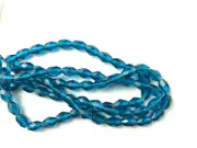 25 Capri Blue Faceted Glass Oval Beads 6mm LIMITED