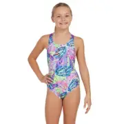Zoggs Girls Sea Petal Flyback One Piece, Girls Swimwear