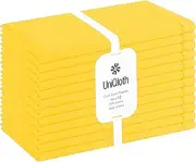 UniQloth Set of 12 Hemstitch Cloth Dinner Napkins Cotton - Soft Durable Washable - Ideal for Farmhouse Party Wedding Christmas Dinner Napkins - Perfect Everyday Use Table Cloth Napkins 18x18 Yellow