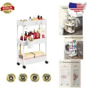 Compact Rolling Cart Organizer with Cup & Hooks - Ideal for Limited Spaces