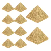 10pcs Miniature Egyptian Pyramid Figurine DIY Ancient Egypt Building Model for Aquarium Garden Sand Table Decor Egypt Souvenirs Golden 2.80X2.80X2....