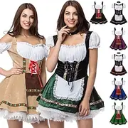 Plus Size Oktoberfest Costume Beer Dress Dirndl Trachtenkleider Maid Outfits German Munich Wiesn Women's Traditional Style Cloth Shirt Apron