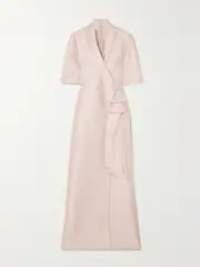 [REEM ACRA] REEM ACRA - Embellished Wrap-effect Mikado-piqué Gown - Pink - small small Pink