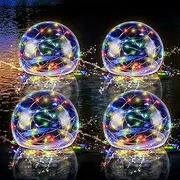 VIHOSE 4 Pcs Floating Pool Lights Solar Powered, 4 Inch Glow in The Dark Balls Waterproof LED Outdoor Pool Decoration Floating Light up Ball for Pond Garden Patio Swimming Party (Multicolor)