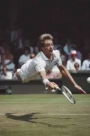Swedish tennis player Anders Jarryd pictured in action diving to - Old Photo