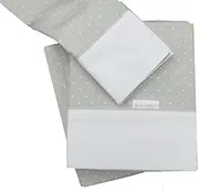 Kidz Kiss Petit Dots Grey Premium Cotton 3 Piece Cot Sheet Set [Flat Sheet, Fitted Sheet, Pillowcase] Premium Cotton, Durable, fits Standard cot & Large cot