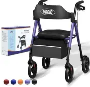 VOCIC Walker for Seniors, Foldable Walker with Seat, Rollator Walker,Z21 PURPLE