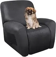 ANARACHON Leather Look Recliner Chair Covers Stay in Place 4-Piece Lazy Boy Recliner Slipcovers for Reclining Chair Furniture Protector Spandex Fabric Washable (X-Large, Dark Gray)