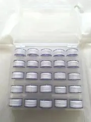 Bobbin Box with 25 Prewound Bobbin Threads on Plastic Bobbins (White)