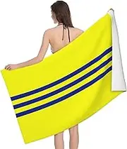 JBYJBX Yellow and Blue Stripes Print Beach Towel Quick Dry Sandproof Microfiber Beach Bath Towel for Travel Pool Camping