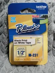 Brother P Touch M231 Thermal Black Print on White Tape 1/2"