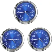 3pcs Car Clock Truck Clock for Auto Dash Metal Blue