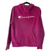 Champion Powerblend Purple Pull Over Spell Out Fleece Lined Hoodie Small NEW