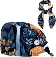 [YTYVAGT] Scrub Caps Women,Scrub Hats Suitable for Women,Blue Tree Deer and Forest