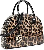 [Dasein] Patent Leather Handbag Domed Satchel Bag Rhinstone Structured Shoulder Bag