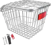 Eigell Bike Rear Basket Biking Rack Basket Iron Wire Storage Bicycle Cargo Rack Bicycle Basket for Outdoor Riding Road Bikes Hiking