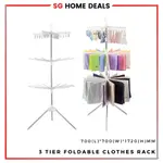 3 TIER CLOTHES HANGING RACK & DRYING RACK, FOLDABLE CLOTHES