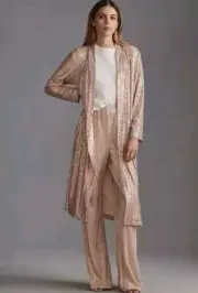 NWT Anthropologie Mare Mare S Sequin Duster Longline Jacket Cardigan Dress Rose