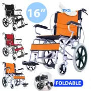 New Foldable 16" Wheelchair Brakes Soft Lightweight for Elderly and Disabled