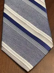 Nwt Calvin Klein Blue White Silk Viscose Men’s Neck Tie Made In China