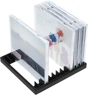 Rainmae CD Holder, CD Display Rack & CD Storage Box Record Storage Stand Holds up to 12 Standard CD Cases, CD Storage Case Holder for Theater Room Desk Shelf Rack, Black