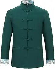 [vkvk] Men Kung Fu Tai Chi Uniform Chinese Style Traditional Tang Suit Hanfu Martial Art Tops Retro Casual Coat Oriental Clothing